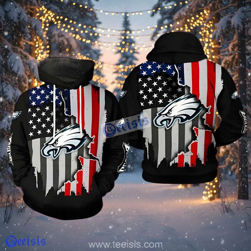 Philadelphia Eagles Zip Up 3D Hoodie Flag Team Edition Custom For Youths
