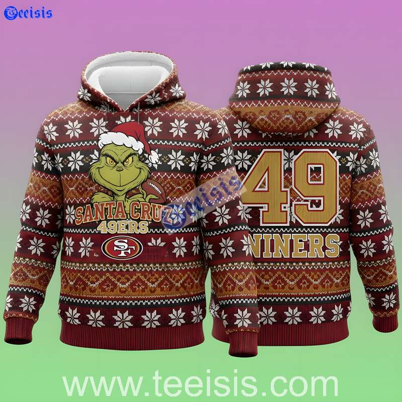 San Francisco 49Ers Grinch Christmas 3D Hoodie For Youths