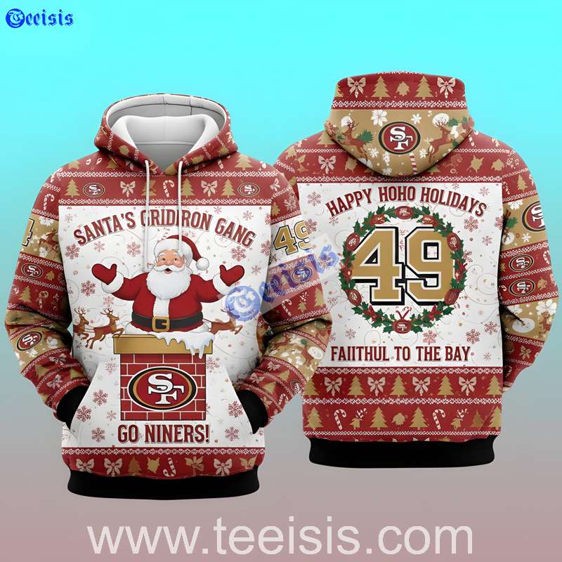 San Francisco 49Ers Santa Claus Chimney Happy Hoho Christmas 3D Hoodie