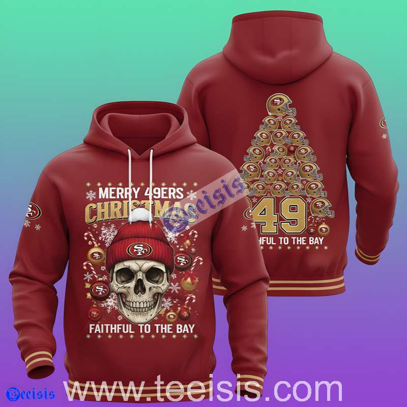 San Francisco 49Ers Skull Christmas Faithful To The Bay 3D Hoodie