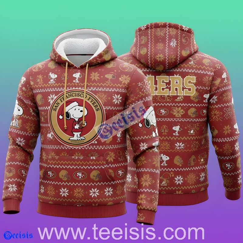 San Francisco 49Ers Snoopy Cute Christmas 3D Hoodie For Mens