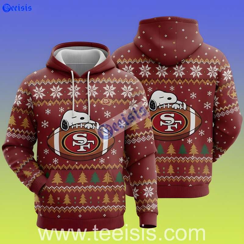 San Francisco 49Ers Snoopy Sleeping Christmas Football 3D Hoodie