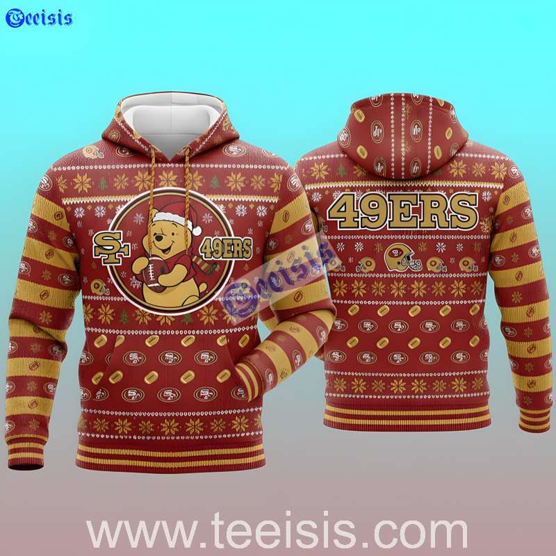 San Francisco 49Ers Winnie The Pooh Christmas 3D Hoodie For Fans