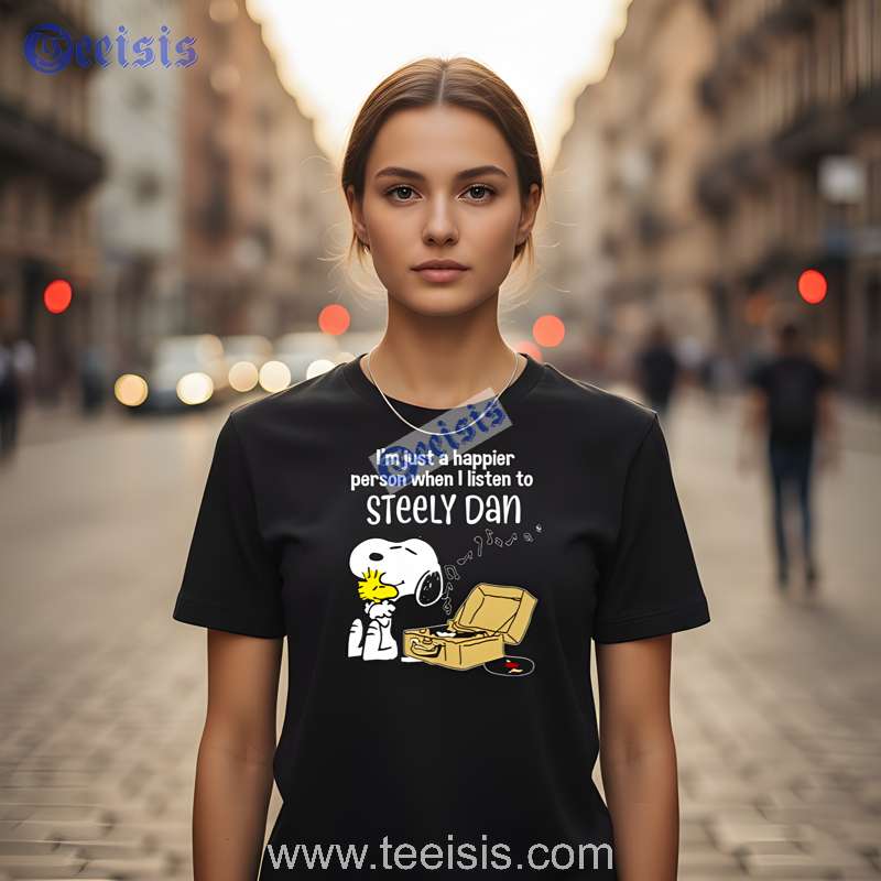 Snoopy Steely Dan Black Men Shirt Happier When Listen To