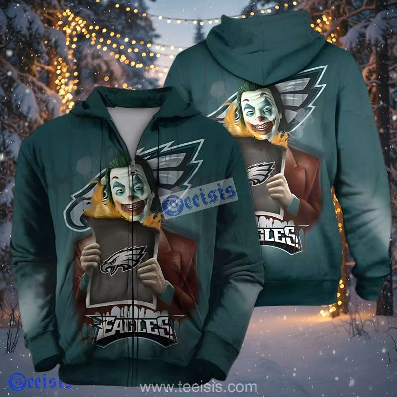 Snorider Design Philadelphia Eagles Joker Plus Size Zip Up Hoodie 3D