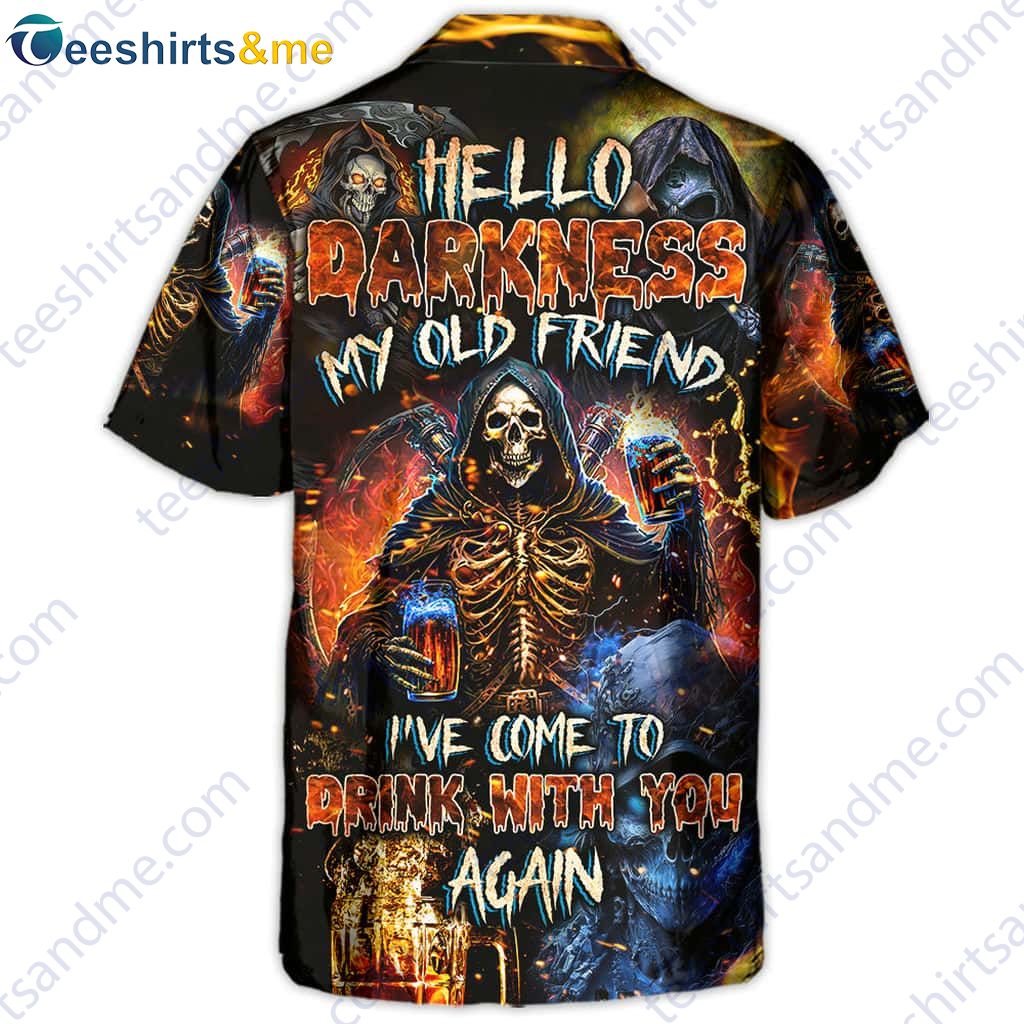 Darkness Drink Design, Men’s Skull Hawaiian Shirt, My Old Friend