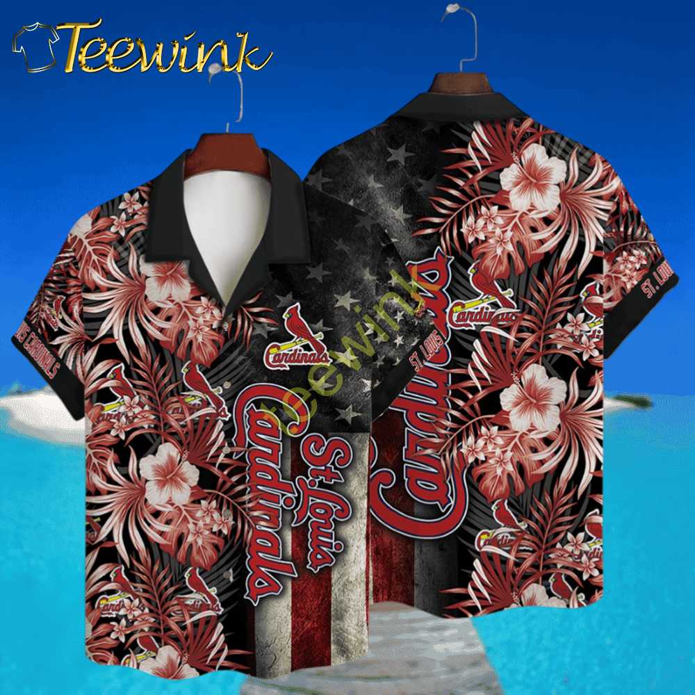 St. Louis Cardinals Patriotic Floral Hawaiian Shirt