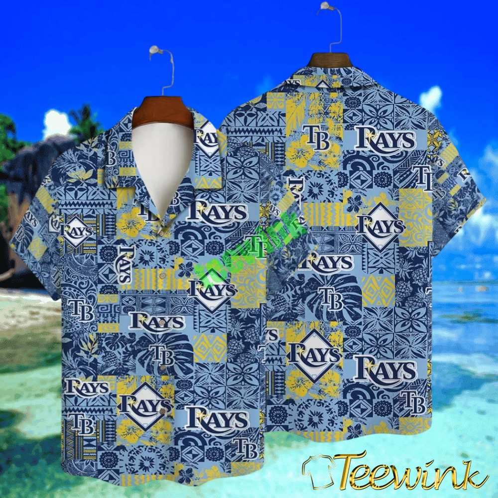 Tampa Bay Rays Blue Patchwork Hawaiian Shirt
