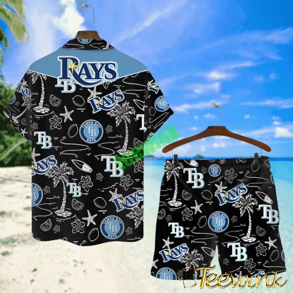 Tampa Bay Rays Midnight Tropics Hawaiian Shirt image 2 Tampa Bay Rays Midnight Tropics Hawaiian Shirt image 2