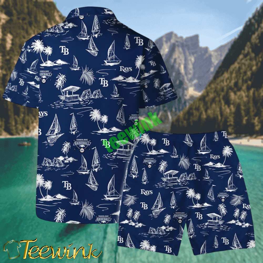 Tampa Bay Rays Nautical Escape Hawaiian Shirt image 2 Tampa Bay Rays Nautical Escape Hawaiian Shirt image 2