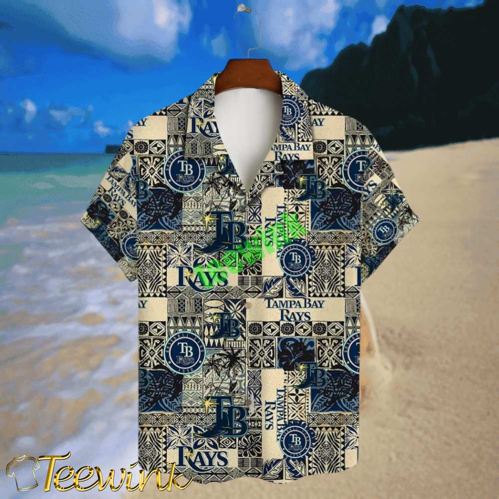 Tampa Bay Rays Patchwork Heritage Hawaiian Shirt image 2 Tampa Bay Rays Patchwork Heritage Hawaiian Shirt image 2