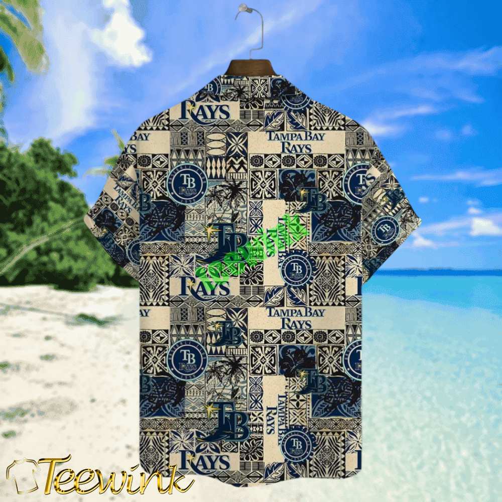 Tampa Bay Rays Patchwork Heritage Hawaiian Shirt image 3 Tampa Bay Rays Patchwork Heritage Hawaiian Shirt image 3