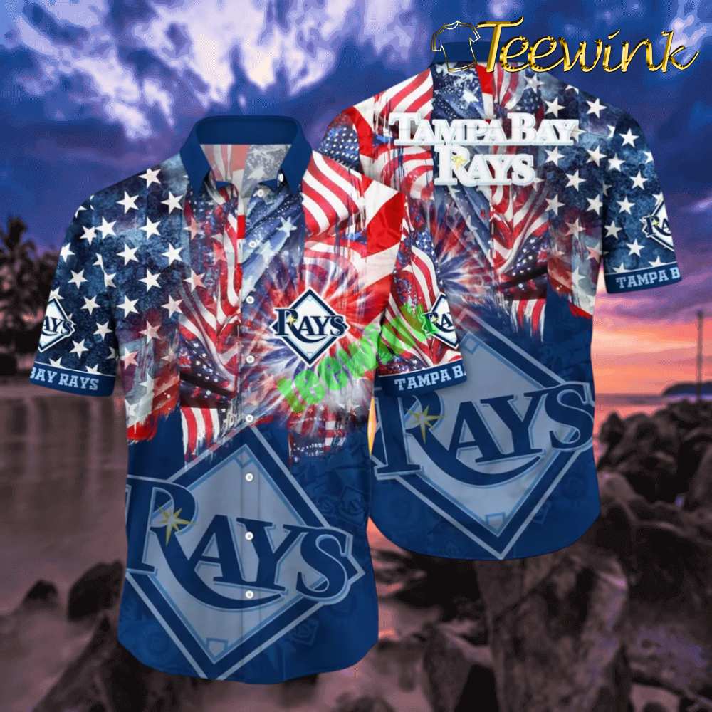 Tampa Bay Rays Patchwork Heritage Hawaiian Shirt Tampa Bay Rays Patchwork Heritage Hawaiian Shirt