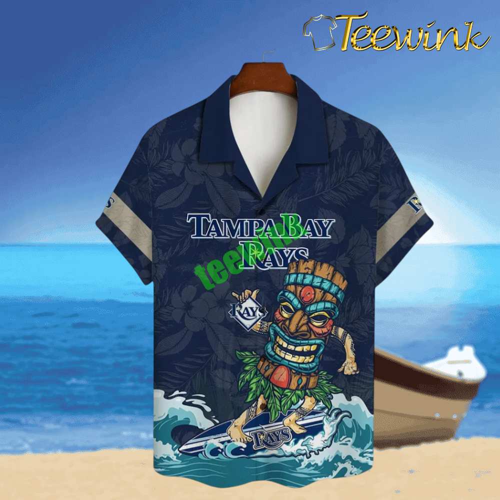 Tampa Bay Rays Surfer Tiki Hawaiian Shirt image 2 Tampa Bay Rays Surfer Tiki Hawaiian Shirt image 2