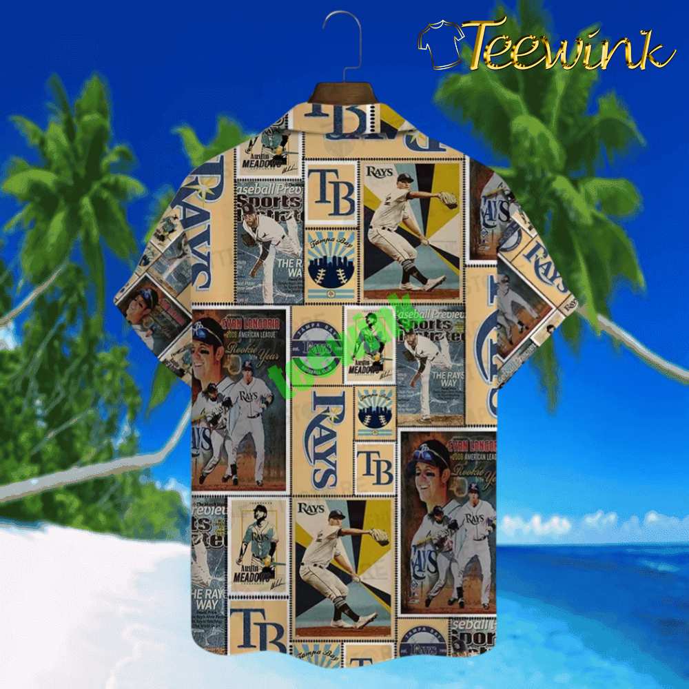 Tampa Bay Rays Vintage Baseball Collage Hawaiian Shirt image 3 Tampa Bay Rays Vintage Baseball Collage Hawaiian Shirt image 3