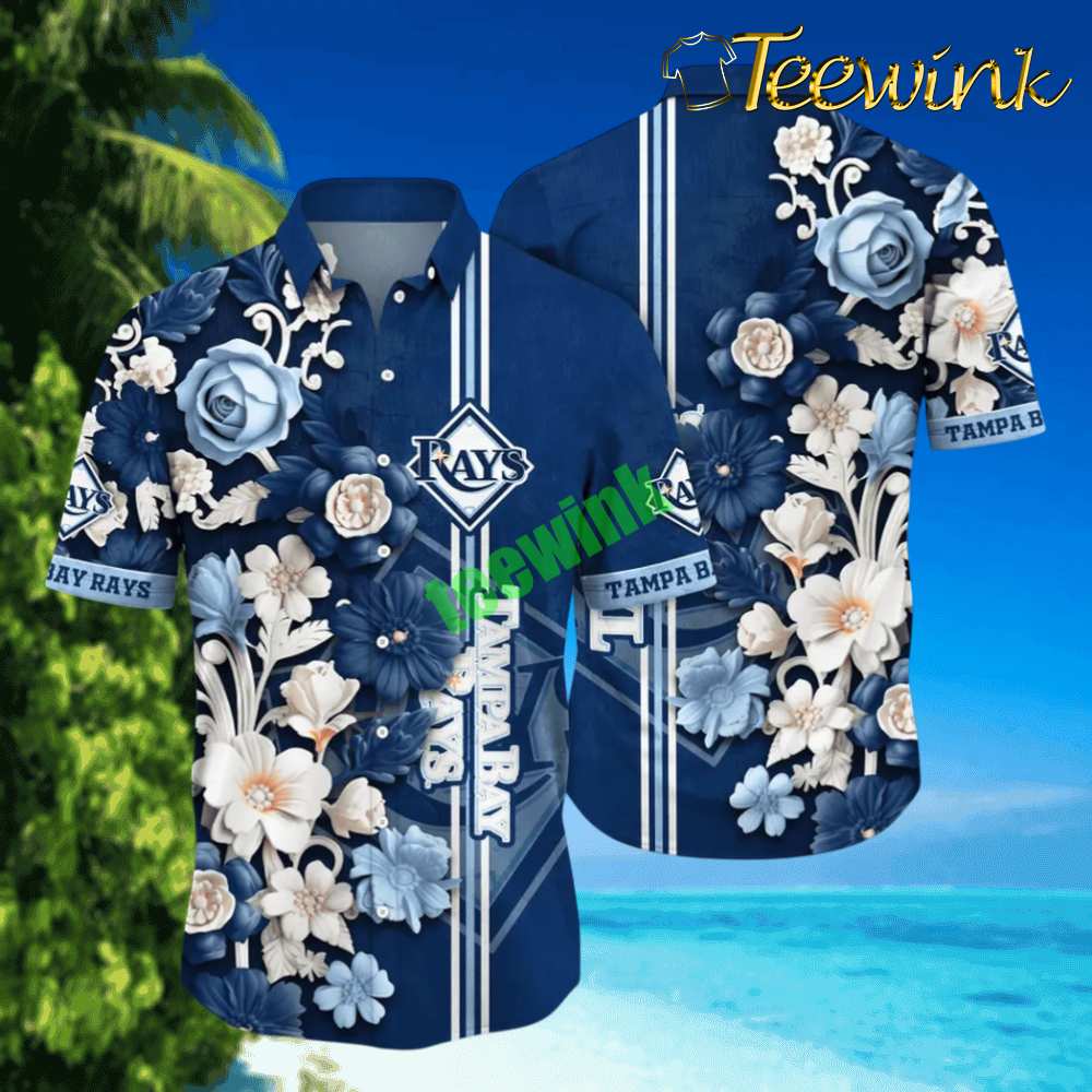 Tampa Bay Rays Vintage Floral Hawaiian Shirt