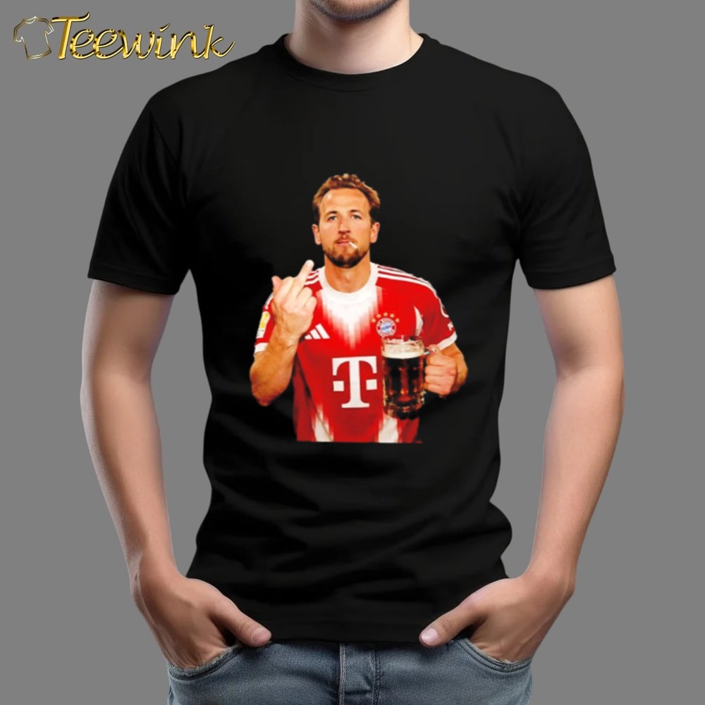 Harry Kane Bayern Munich beer middle finger 2026 photo shirt