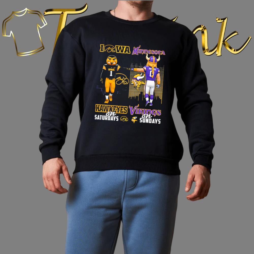 Iowa Hawkeyes vs Minnesota Vikings Mascots First Bump Shirt image 3 Iowa Hawkeyes vs Minnesota Vikings Mascots First Bump Shirt image 3