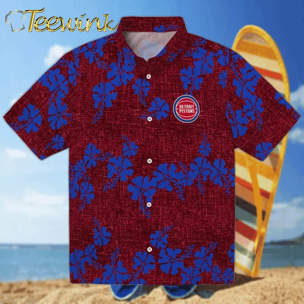 50th State Flower Detroit Pistons Hawaiian Shirt