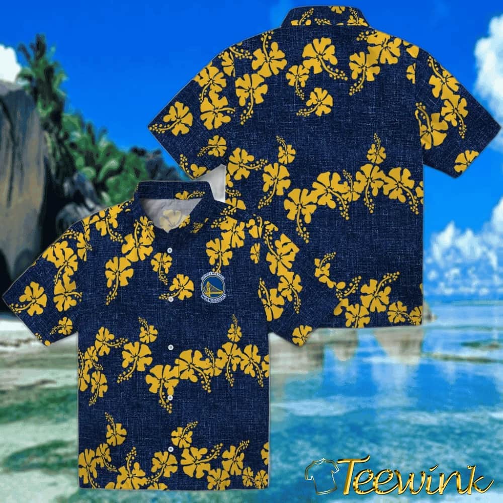 50th State Flower Golden State Warriors Hawaiian Shirt image 3 50th State Flower Golden State Warriors Hawaiian Shirt image 3