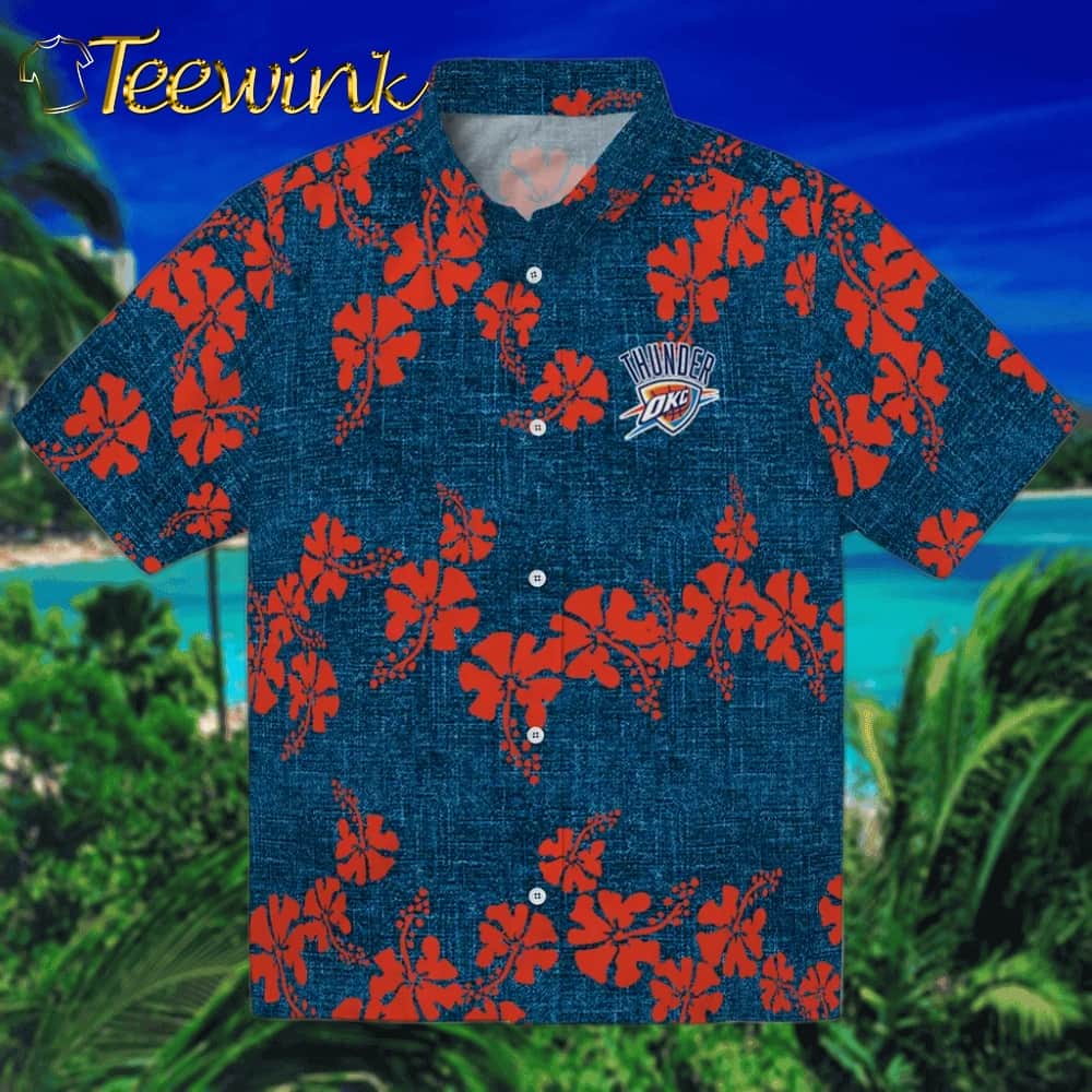 50th State Flower Oklahoma City Thunder Hawaiian Shirt