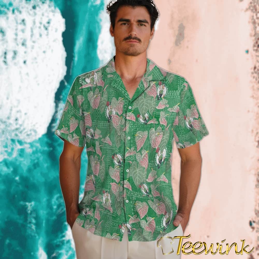Anthurium Overlay Boston Celtics Hawaiian Shirt image 2 Anthurium Overlay Boston Celtics Hawaiian Shirt image 2