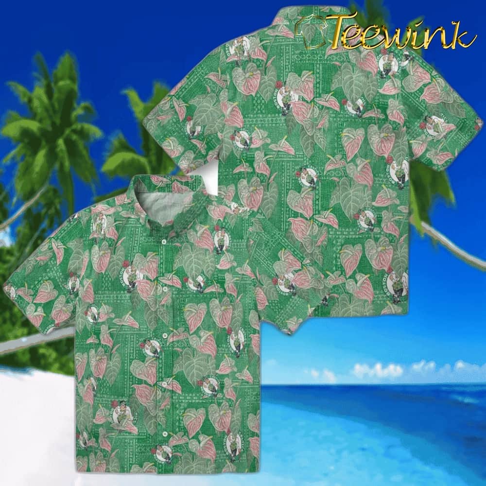 Anthurium Overlay Boston Celtics Hawaiian Shirt image 3 Anthurium Overlay Boston Celtics Hawaiian Shirt image 3