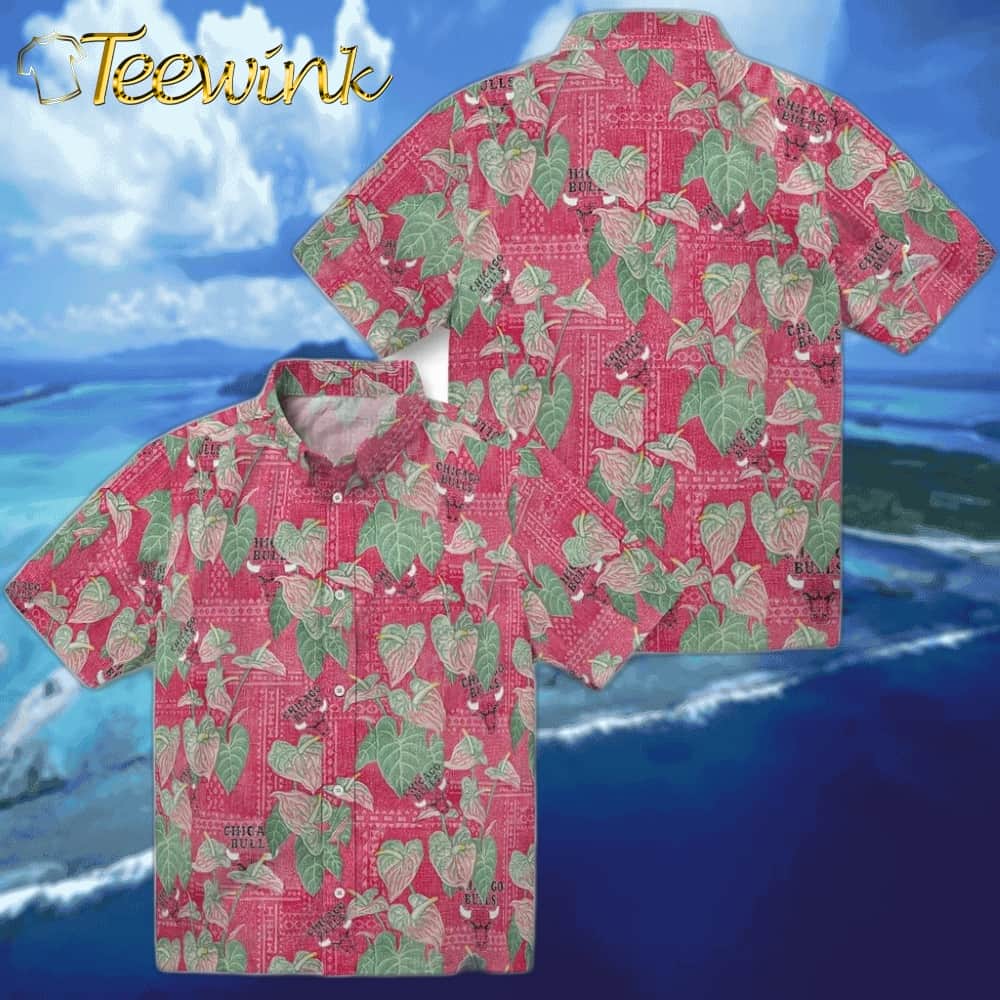 Anthurium Overlay Chicago Bulls Hawaiian Shirt image 3 Anthurium Overlay Chicago Bulls Hawaiian Shirt image 3