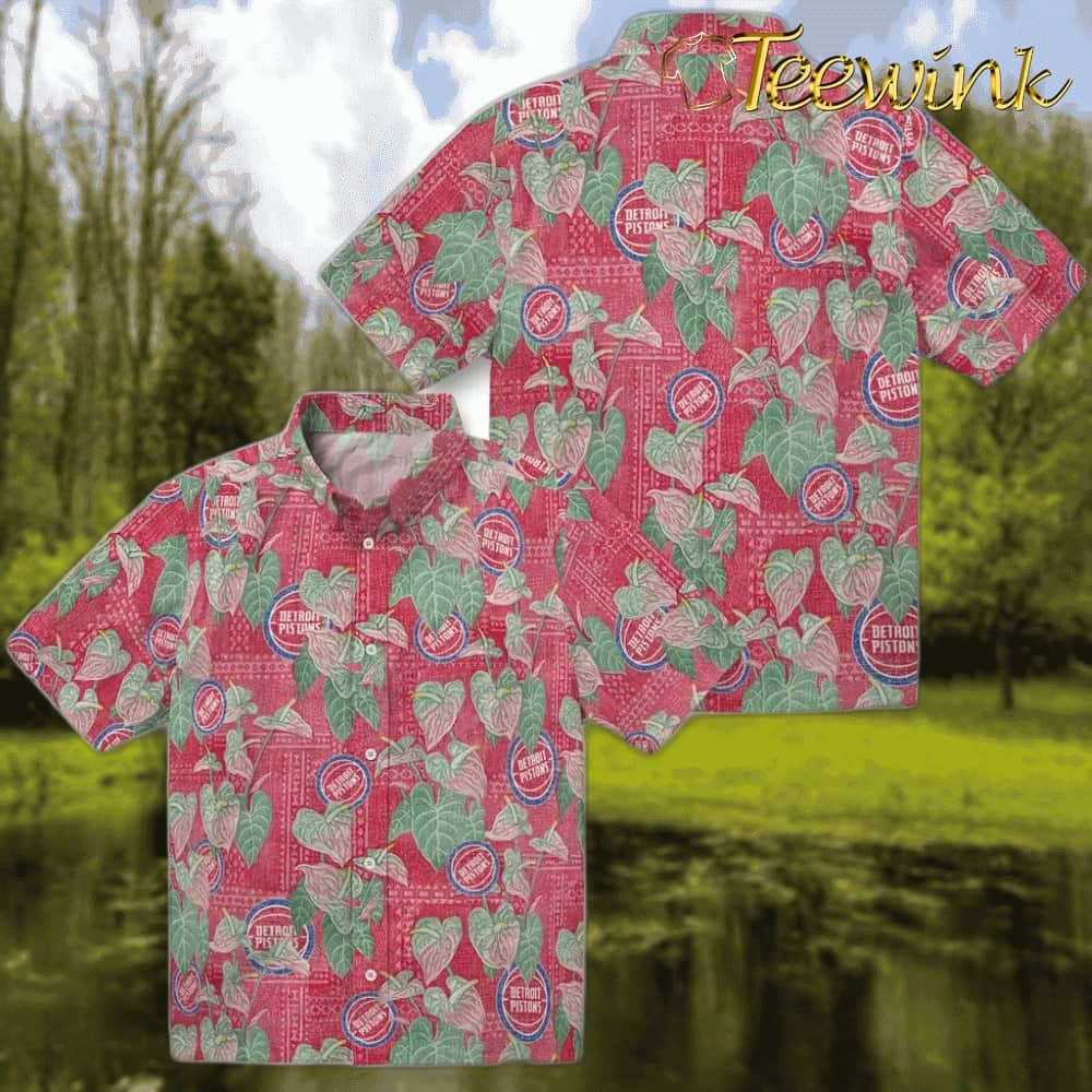 Anthurium Overlay Detroit Pistons Hawaiian Shirt image 3 Anthurium Overlay Detroit Pistons Hawaiian Shirt image 3