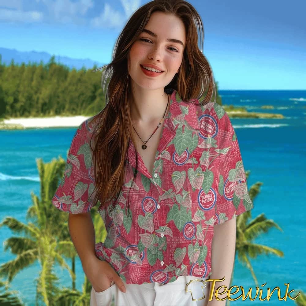 Anthurium Overlay Detroit Pistons Hawaiian Shirt image 4 Anthurium Overlay Detroit Pistons Hawaiian Shirt image 4