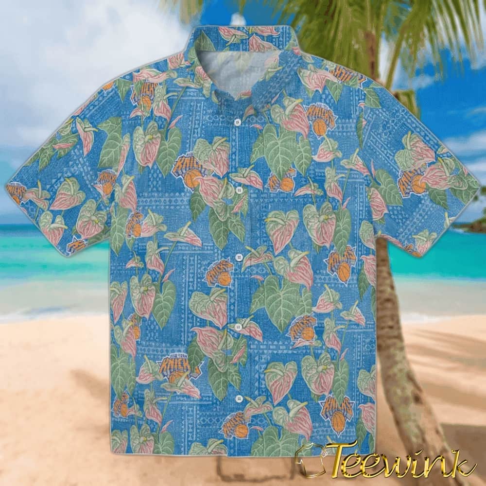 Anthurium Overlay New York Knicks Hawaiian Shirt