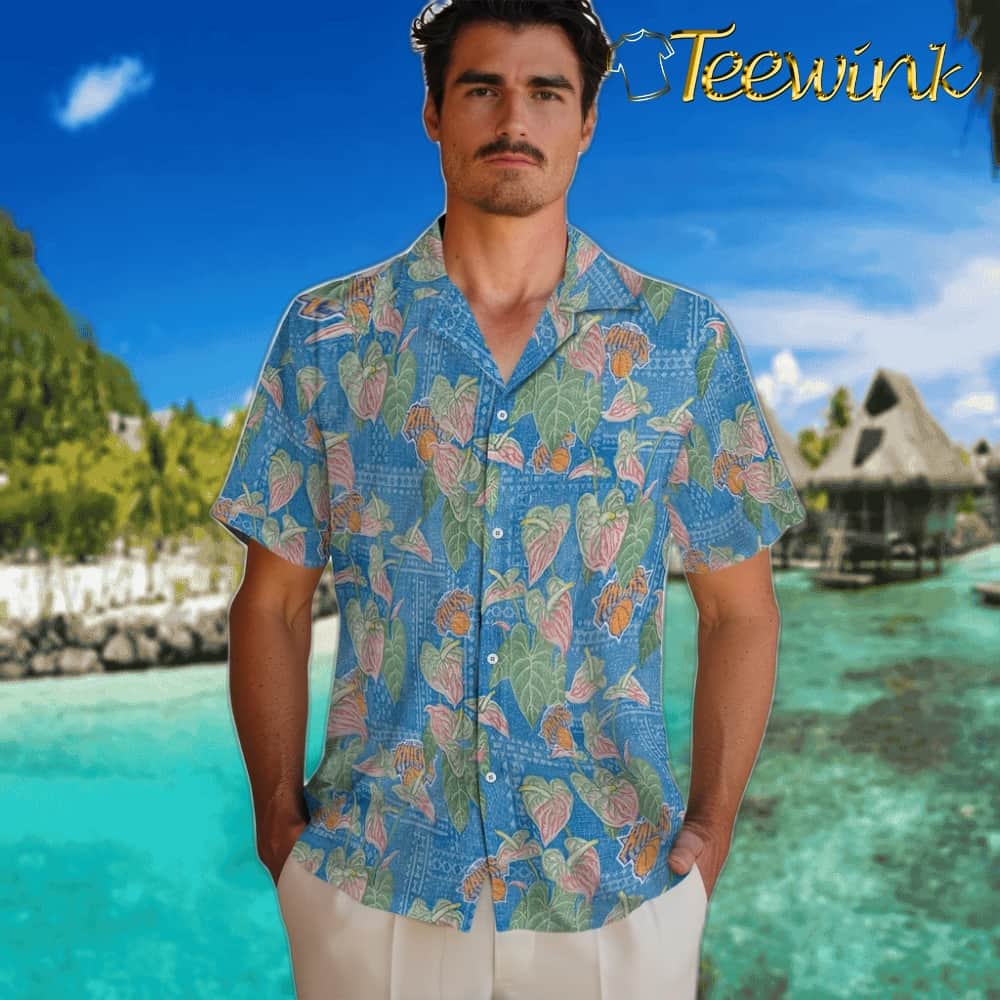 Anthurium Overlay New York Knicks Hawaiian Shirt image 2 Anthurium Overlay New York Knicks Hawaiian Shirt image 2