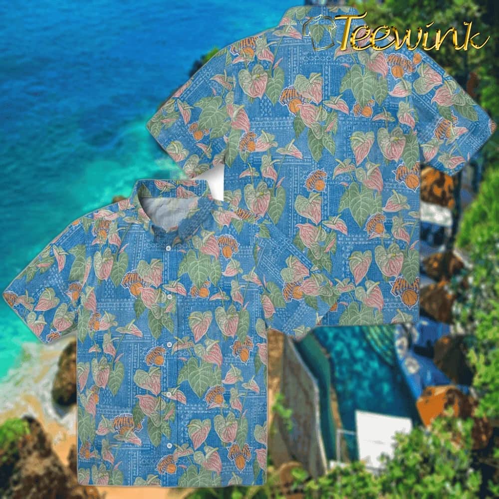 Anthurium Overlay New York Knicks Hawaiian Shirt image 3 Anthurium Overlay New York Knicks Hawaiian Shirt image 3