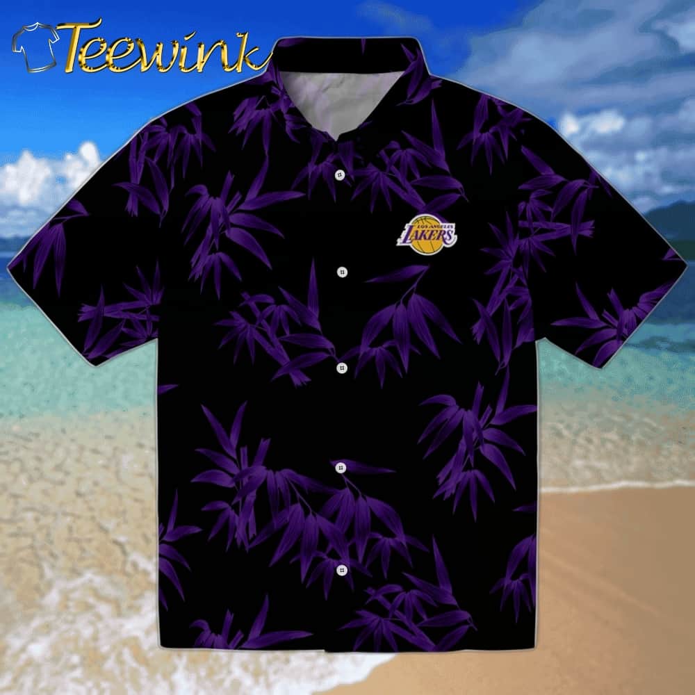 Anthurium Overlay Los Angeles Lakers Hawaiian Shirt