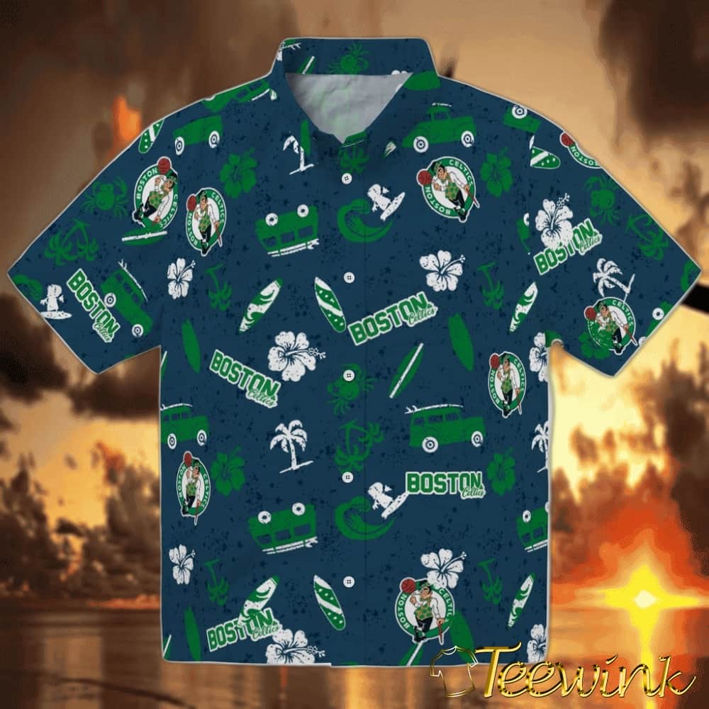 Bamboo Branches Boston Celtics Hawaiian Shirt