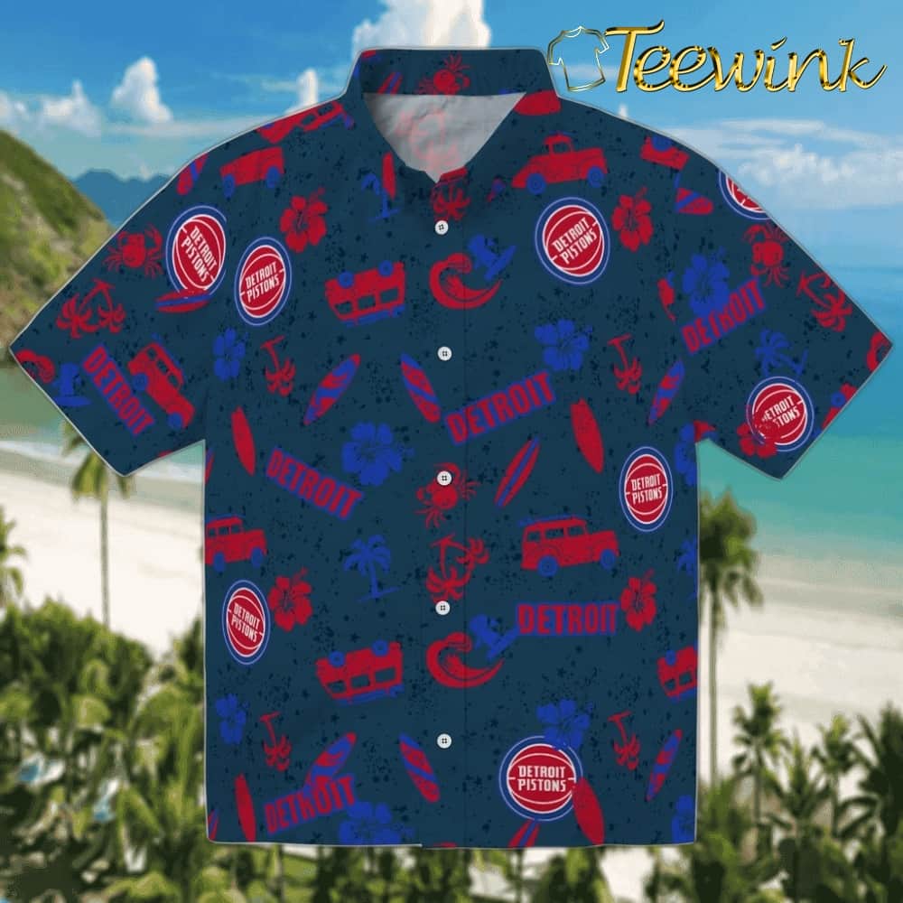 Beach Vibe Detroit Pistons Hawaiian Shirt