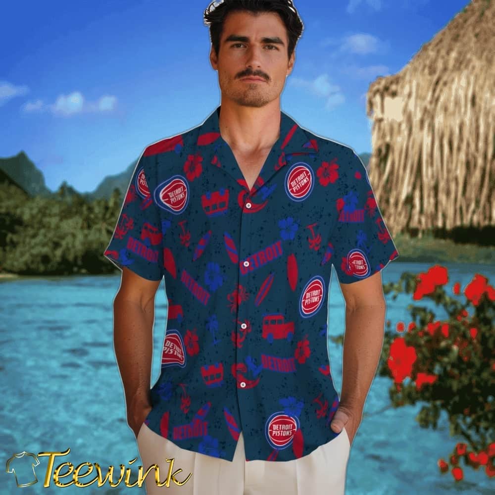Beach Vibe Detroit Pistons Hawaiian Shirt image 2 Beach Vibe Detroit Pistons Hawaiian Shirt image 2