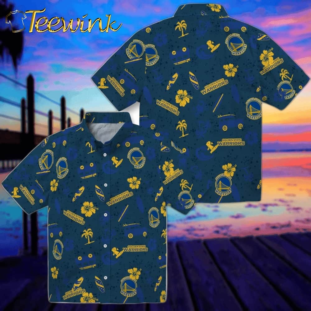 Beach Vibe Golden State Warriors Hawaiian Shirt image 3 Beach Vibe Golden State Warriors Hawaiian Shirt image 3