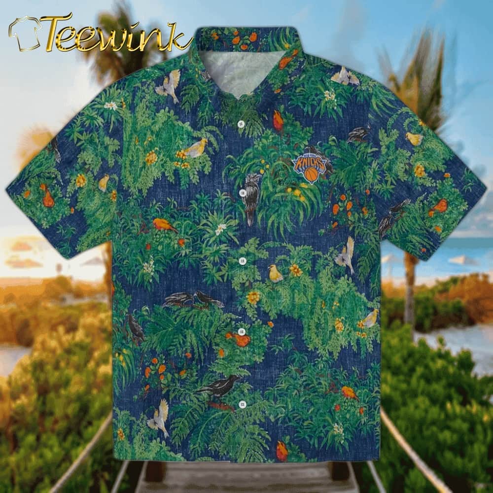 Brilliant Hibiscus Garden New York Knicks Hawaiian Shirt Brilliant Hibiscus Garden New York Knicks Hawaiian Shirt