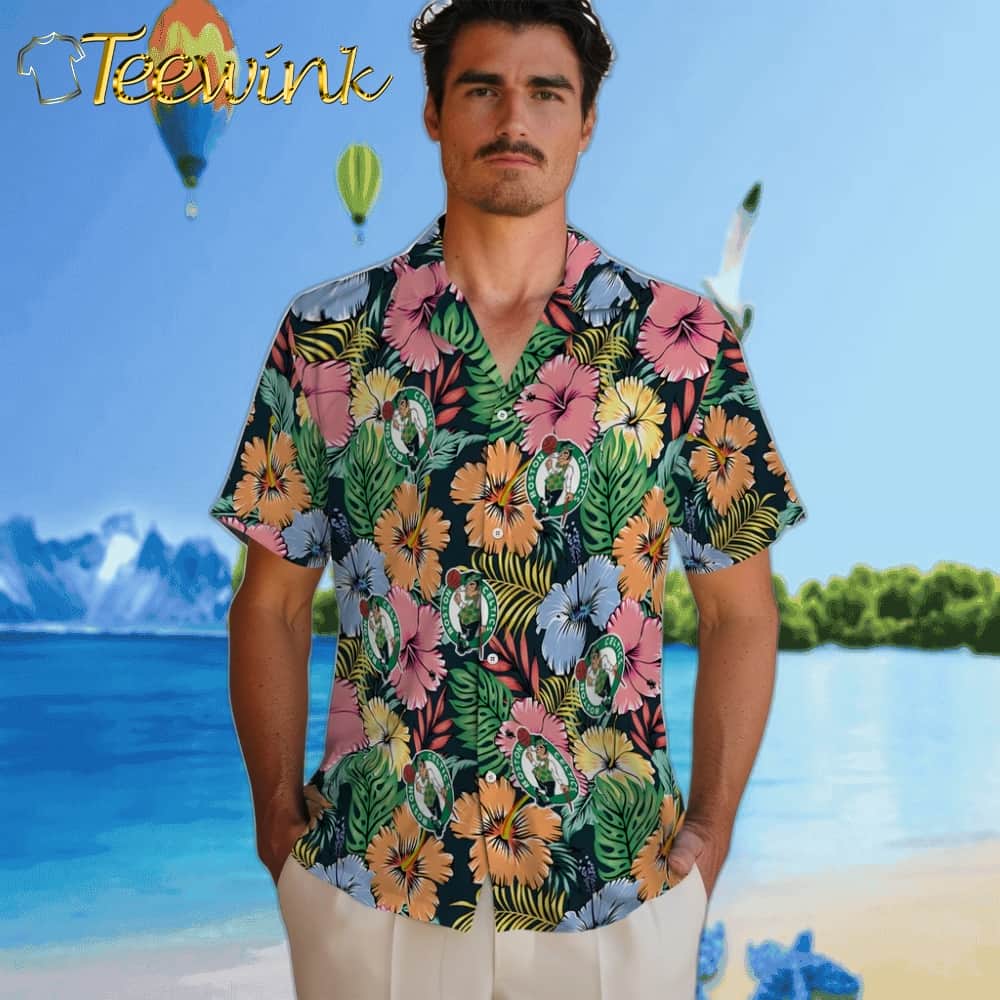 Brilliant Hibiscus Garden Boston Celtics Hawaiian Shirt image 2 Brilliant Hibiscus Garden Boston Celtics Hawaiian Shirt image 2