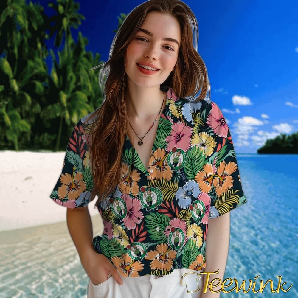 Brilliant Hibiscus Garden Boston Celtics Hawaiian Shirt image 4 Brilliant Hibiscus Garden Boston Celtics Hawaiian Shirt image 4