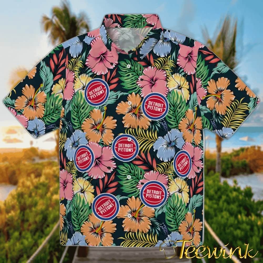 Brilliant Hibiscus Garden Detroit Pistons Hawaiian Shirt