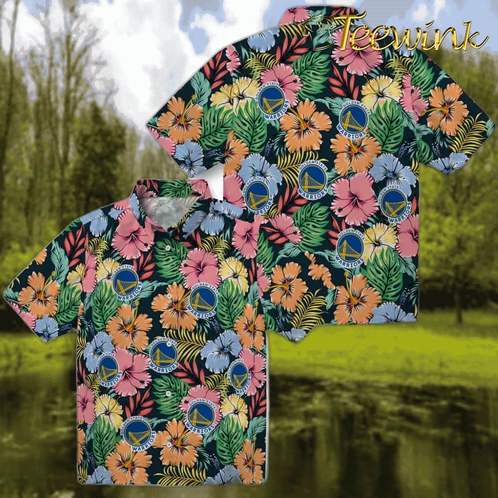 Brilliant Hibiscus Garden Golden State Warriors Hawaiian Shirt image 3 Brilliant Hibiscus Garden Golden State Warriors Hawaiian Shirt image 3
