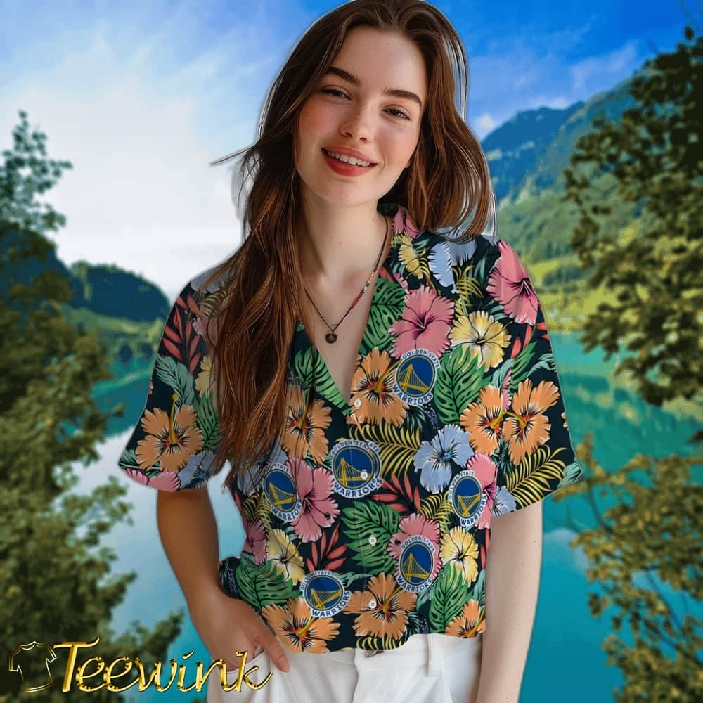Brilliant Hibiscus Garden Golden State Warriors Hawaiian Shirt image 4 Brilliant Hibiscus Garden Golden State Warriors Hawaiian Shirt image 4