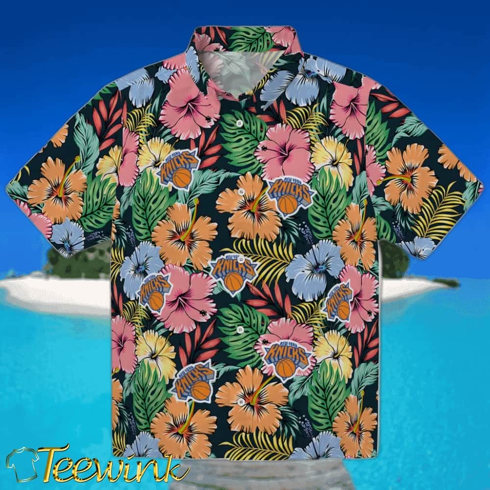 Brilliant Hibiscus Garden New York Knicks Hawaiian Shirt