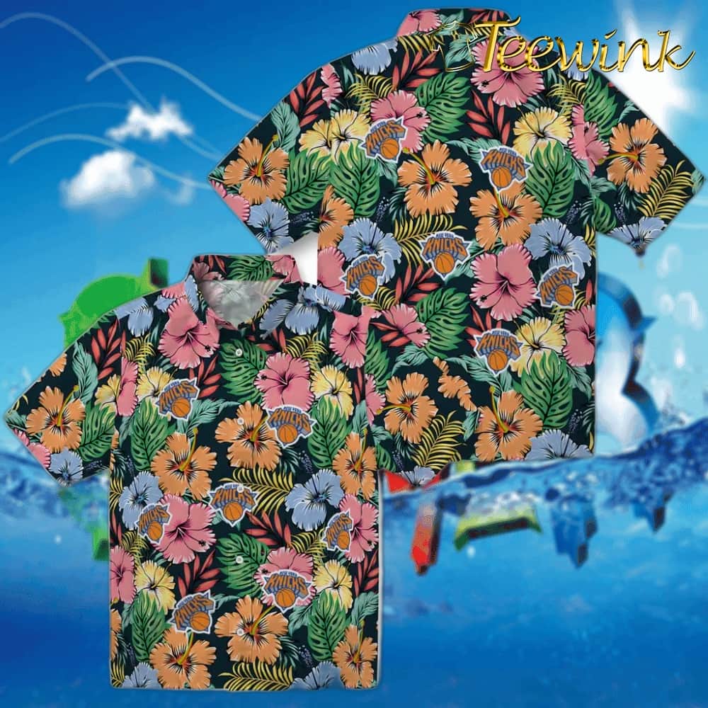 Brilliant Hibiscus Garden New York Knicks Hawaiian Shirt image 3 Brilliant Hibiscus Garden New York Knicks Hawaiian Shirt image 3