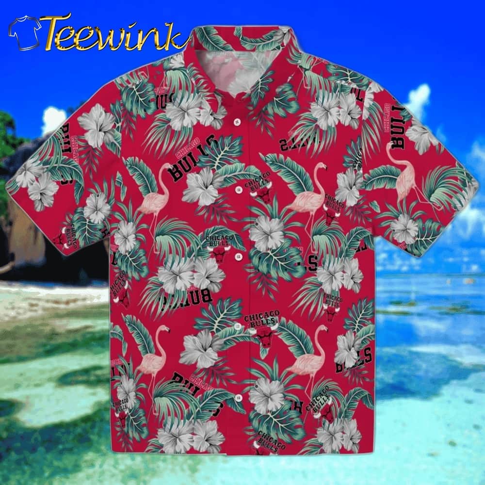Flamingo And Hibiscus Chicago Bulls Hawaiian Shirt