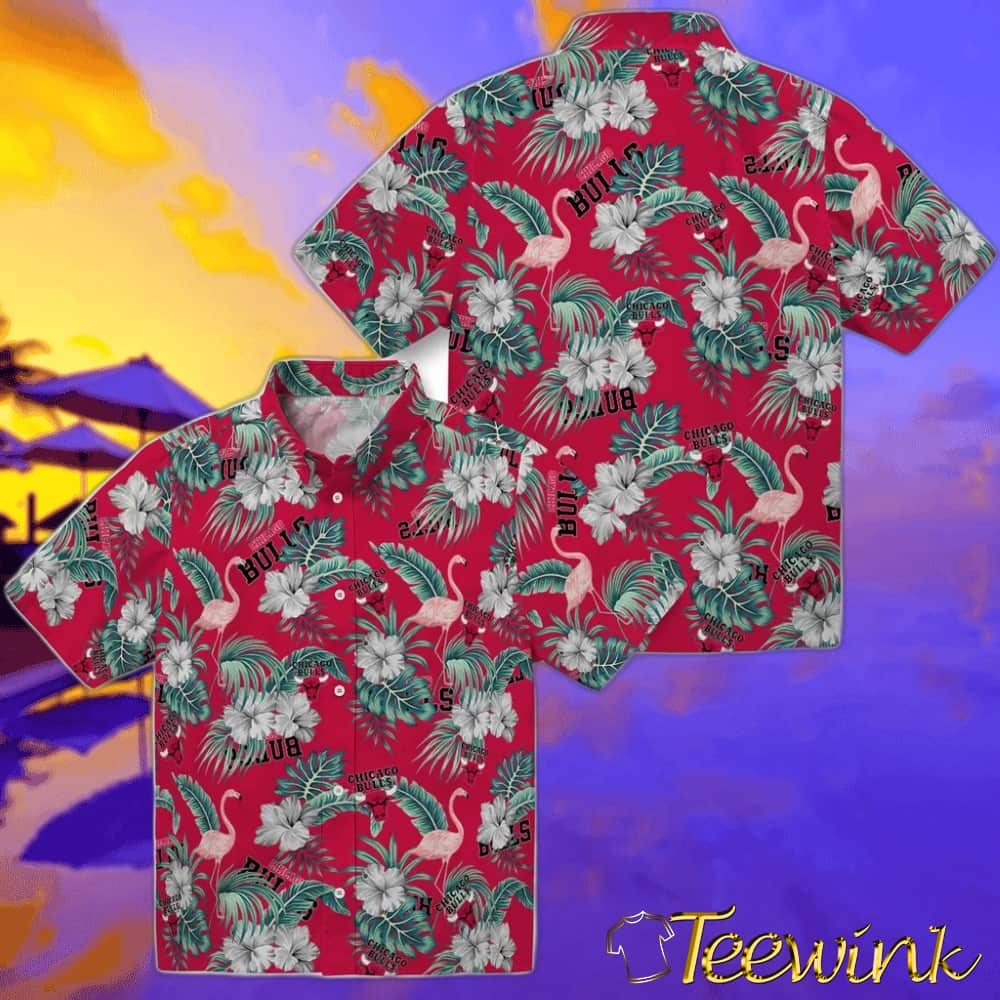 Flamingo And Hibiscus Chicago Bulls Hawaiian Shirt image 3 Flamingo And Hibiscus Chicago Bulls Hawaiian Shirt image 3
