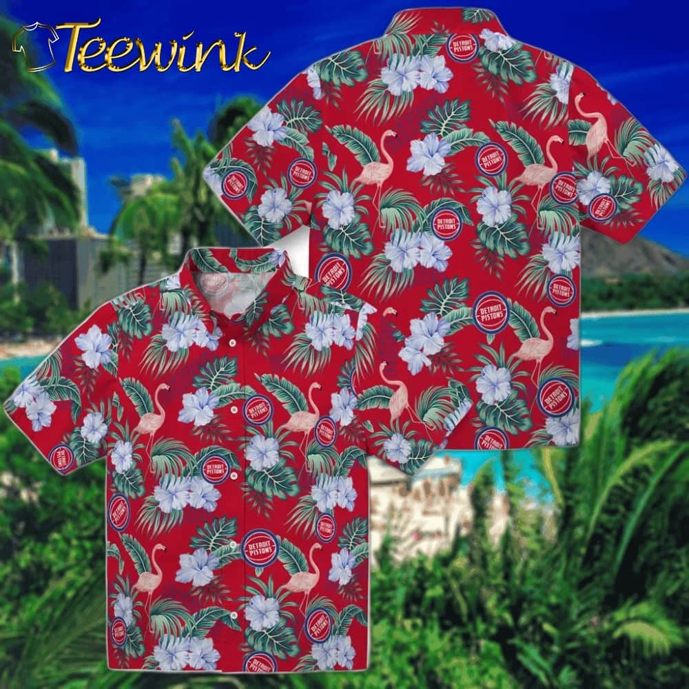 Flamingo and Hibiscus Detroit Pistons Hawaiian Shirt image 3 Flamingo and Hibiscus Detroit Pistons Hawaiian Shirt image 3