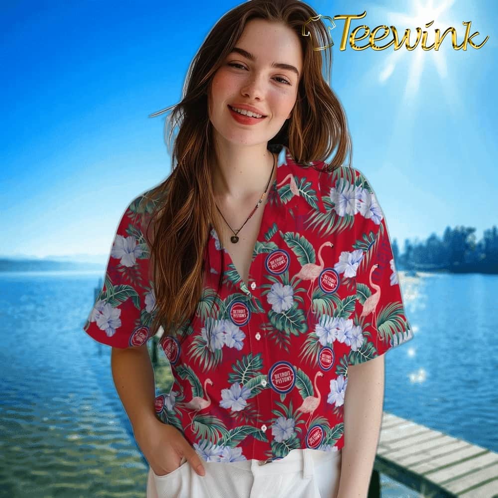 Flamingo and Hibiscus Detroit Pistons Hawaiian Shirt image 4 Flamingo and Hibiscus Detroit Pistons Hawaiian Shirt image 4
